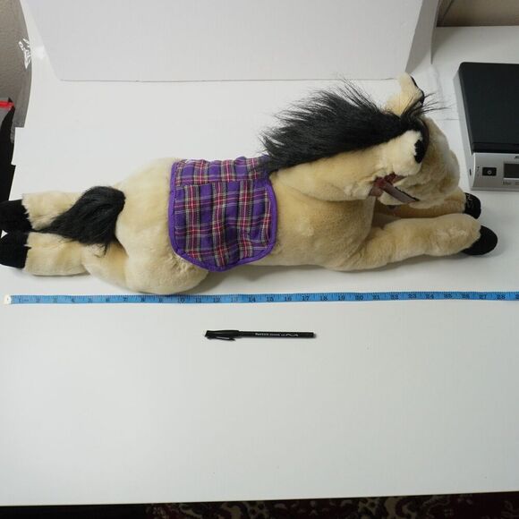 Saddle Club Large Realistic Horse Plush 28" Light Brown Tan Black Starlight VTG - Picture 14 of 15